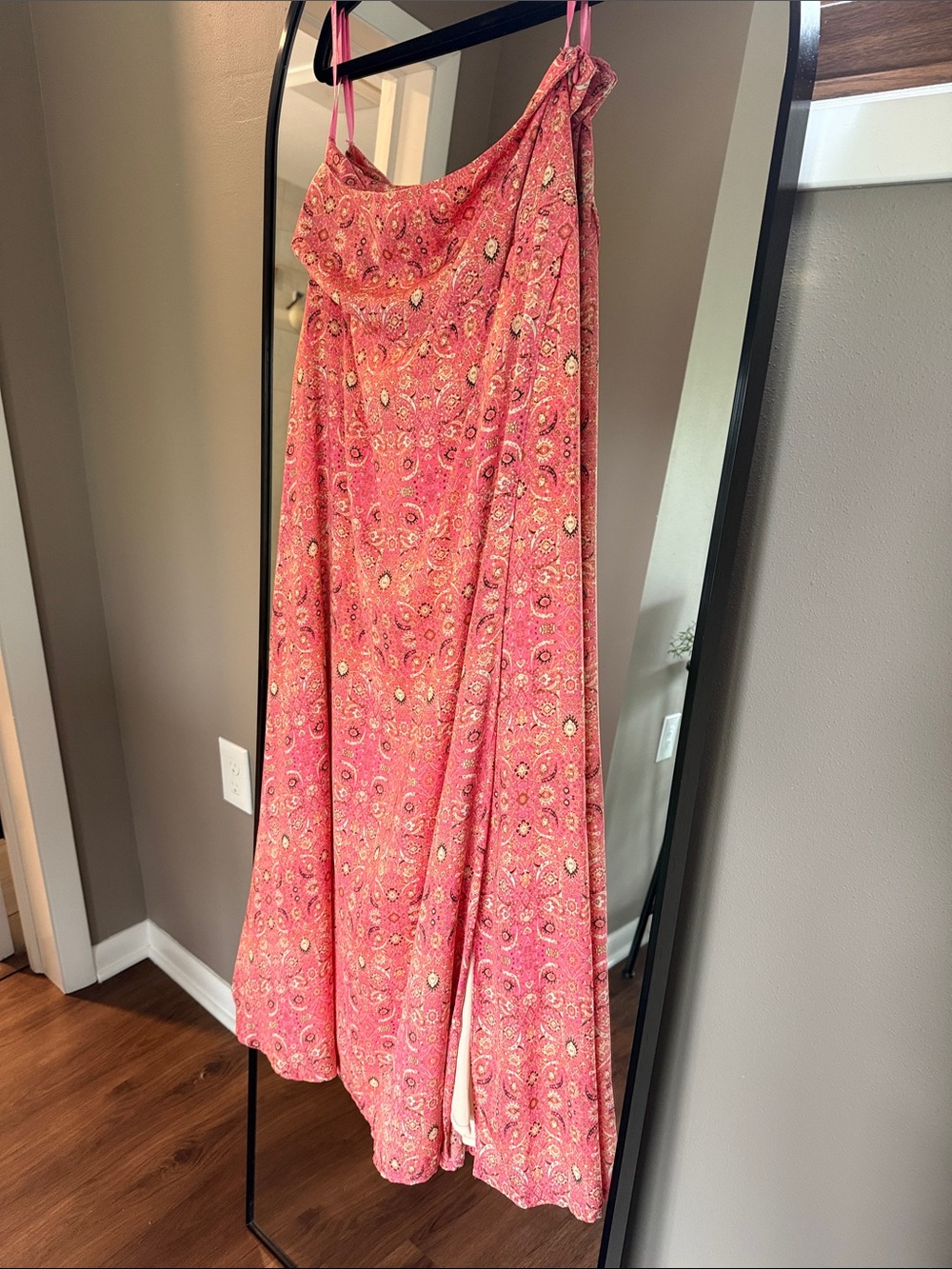 Free People Coral Pink Pattern Maxi Skirt